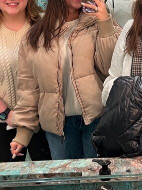 tan puffer coat